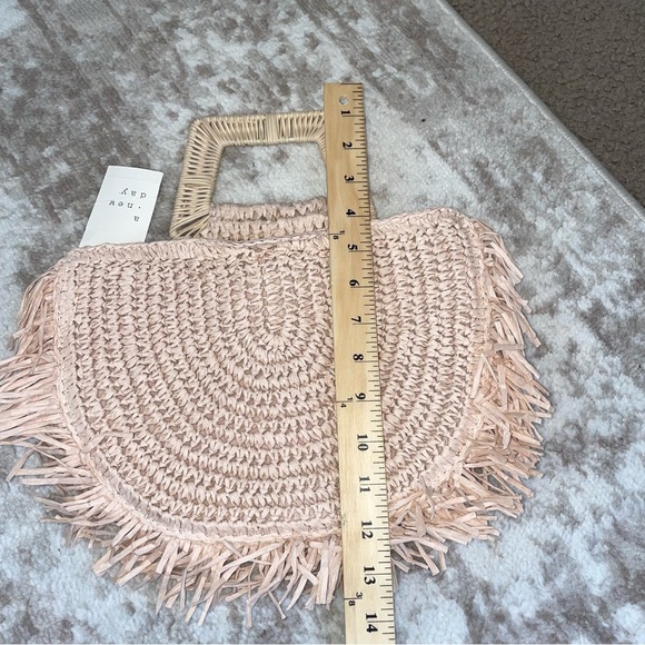 Handwoven purse Floral Straw Detail Half Moon Free Spirit Boho Tote beach bag - Picture 4 of 6